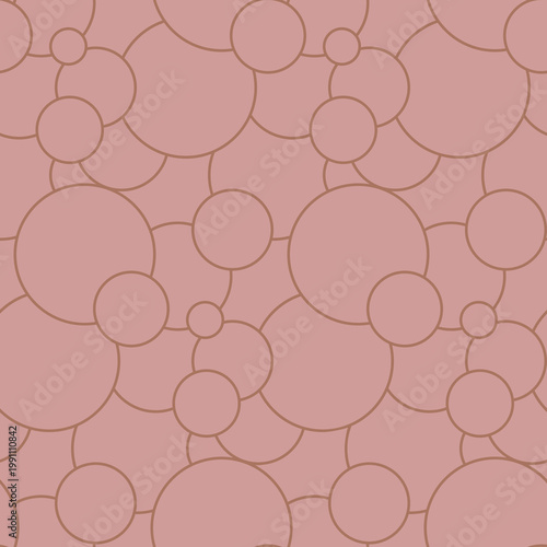 Elegant seamless pattern featuring a tonal dusty rose overlapping circle design. Minimalist vector background perfect for beauty branding, feminine stationery, and sophisticated textiles.