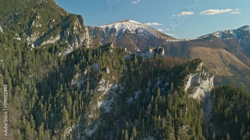 Old Cliffscape. Rugged Limestone Faces And Isolated Cliffs In Tatra Mountains Under Bright Sunlight