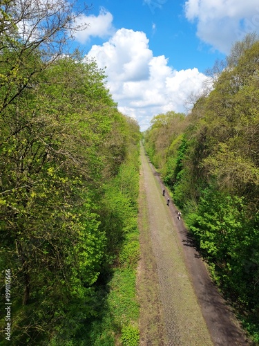 Chemin rectiligne de la Trouée de Wallers‑Arenberg en pleine nature, Porte du Hainaut, Hauts-de-France, Nord