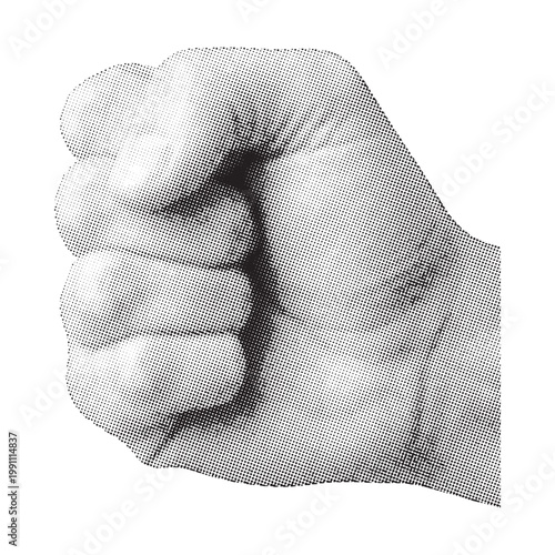 Close-up of a clenched fist in detailed monochrome
