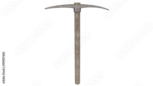 3D model of a pickaxe on a plain background for mining tasks