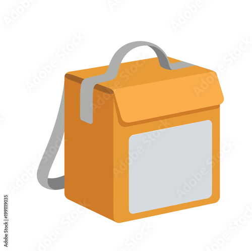 Orange insulated food delivery bag with grey handle and strap for efficient courier services