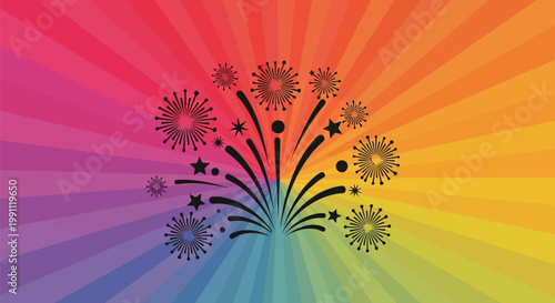 Colorful Virus Cells and Stars Illustration.