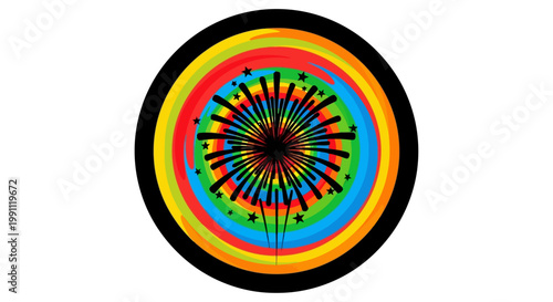 Vibrant colorful circular graphic design element.