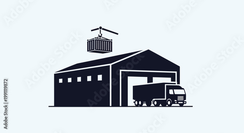 Large semi truck parked outside warehouse.