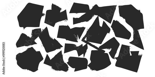 Distorted irregular shapes collection . Noisy design . Noise destroyed logo . Trendy grainy shapes set . Graph print texture .Spray effect .Grunge texture . Distressed element .vector