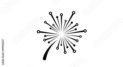 Black and white dandelion clock graphic.