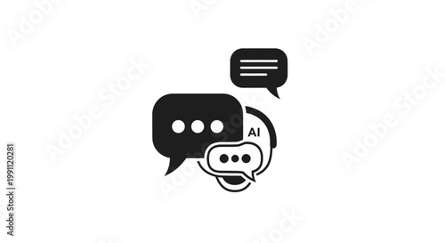 Chatbot conversation AI speech bubbles.