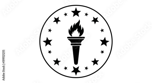 Black torch icon with stars symbol.