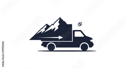 Truck Transporting Large Mountain Peak.