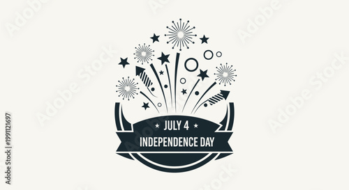 July 4 Independence Day Fireworks Icon.