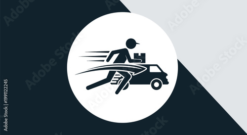 Delivery Man Running With Car Goods.