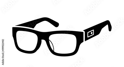 Black Plastic Eyeglasses with Square Frames.