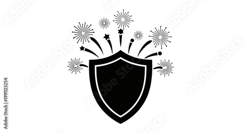Shield with exploding fireworks protection.