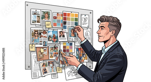 Fashion concept board with color palette and photos