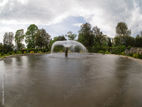Fountain in the Gardens of  villa reale  seen with long exposure