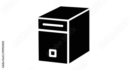 Simple black safe box icon.