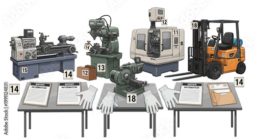 Industrial auction featuring machinery and equipment for manufacturing