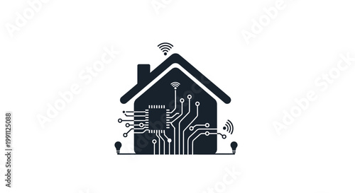 Smart Home Automation House Icon.