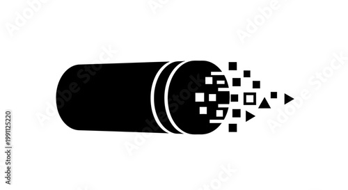 Black pencil breaking into pieces.