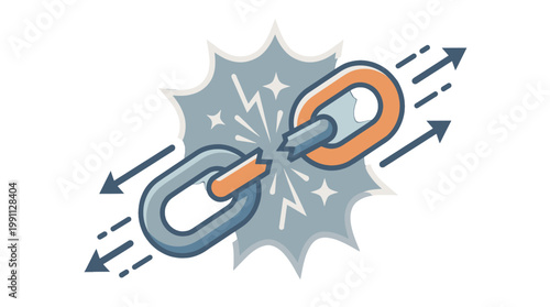 Breaking free chain link icon.