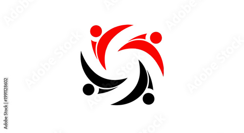 Stylized human figures in abstract design.