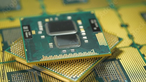 Central processing units for PC. Close view of CPU pins and contacts