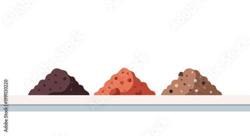 Assorted spice piles in minimalist flat design