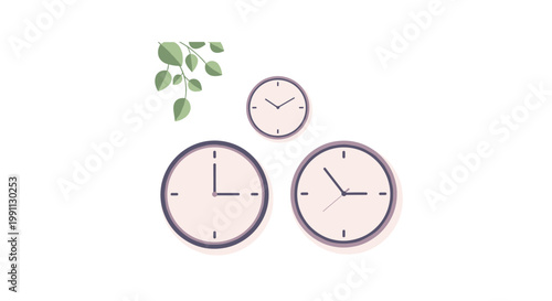 Minimalist wall clocks with modern style and leaf decor for home