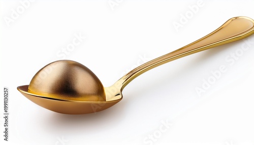 gold spoon on white isolated background