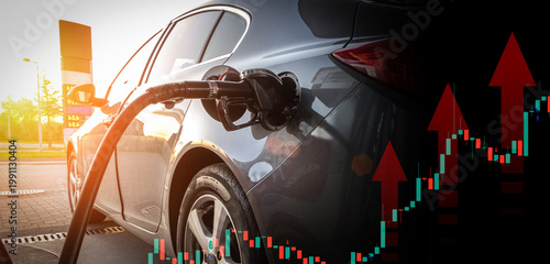 Gasoline Inflation Upward Trend Arrows Fuel Pump.