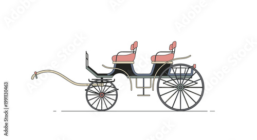 Elegant antique carriage in minimalist side view design