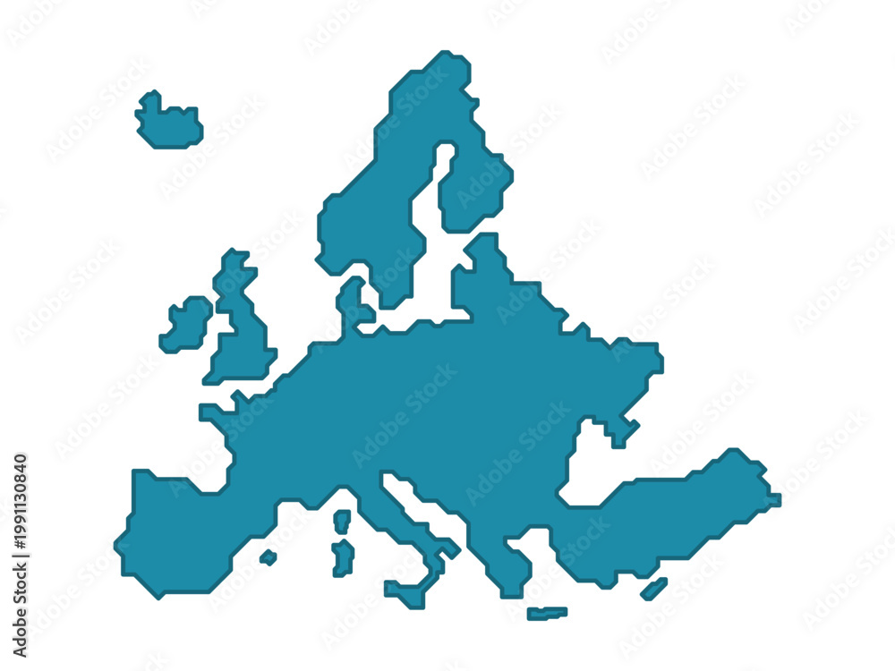 Obraz premium Europe map silhouette in blue, continent outline vector isolated on white background.