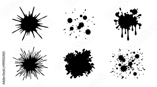 Ink Blots, Black Splatters, Paint Splatters, Vector Graphics