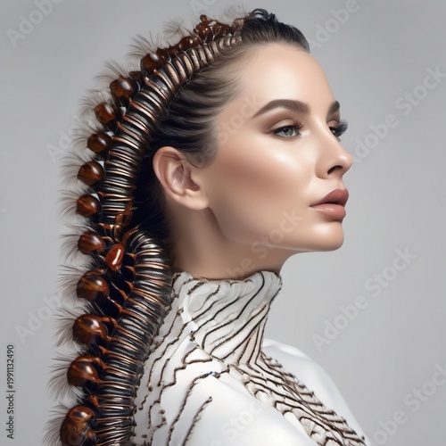 woman with centipede hairstyle