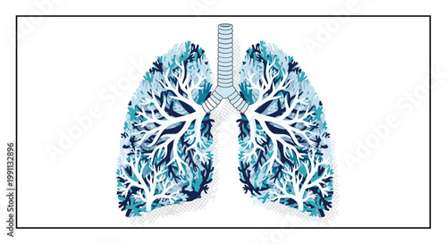 Colorful abstract artistic lung tree design highlighting respiratory health