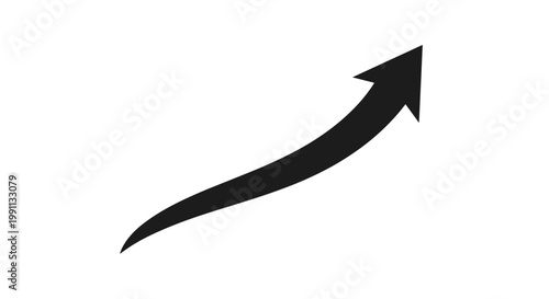 Black curved arrow icon pointing upward on white background
