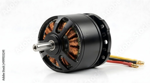 High-End Unbranded Brushless Outrunner DC Motor with Copper Windings on White Background
