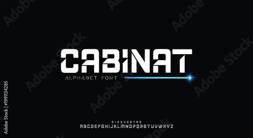 CABINAT Technology Modern Logo Sport Italic Alphabet Font. Typography abstract italic Futurebold fonts, sport, movie brand and logos. vector illustration