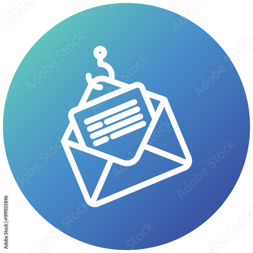 Phishing Gradient Fill Icon Button. Mini Illustration For Modern Concept, Ui, Ux Web And App Development. Related To Cyber Security, Data Protection.