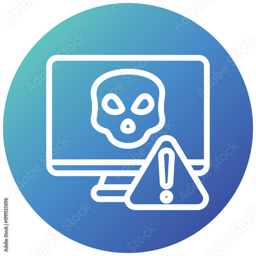 Ransomware Gradient Fill Icon Button. Mini Illustration For Modern Concept, Ui, Ux Web And App Development. Related To Cyber Security, Data Protection.