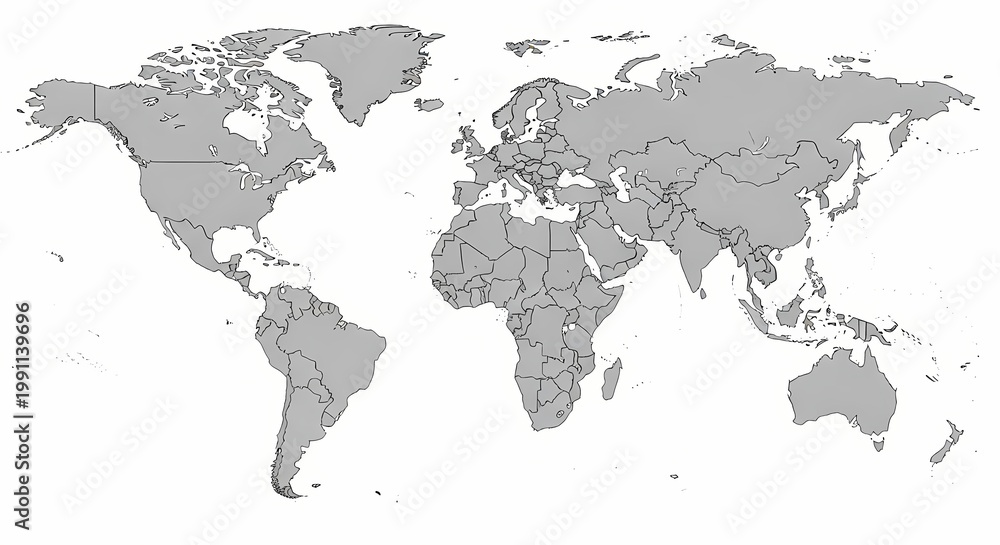 Obraz premium World map outline vector illustration isolated on white background global geography design