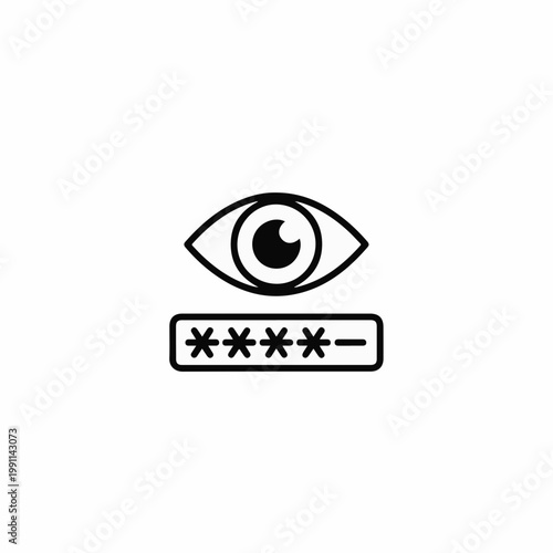 Eye Icon with Password Input for Interface Design, User Authentication Tools, Security Applications, Digital Platforms, and Privacy Awareness Use
