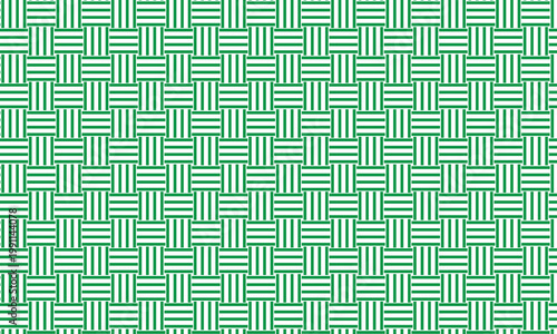 A repeating pattern of interwoven green and white horizontal and vertical rectangular shapes