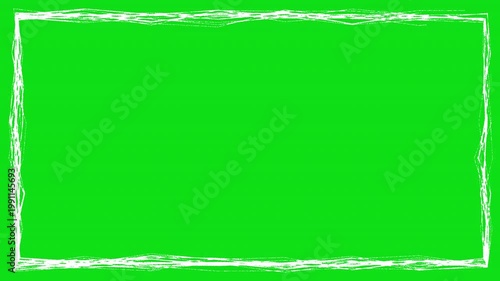 Square frame hand-drawn scribble animation. Pen marker doodle style. Sketched motion element. Loop. Green screen, chromakey