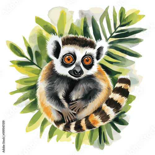 Nosy Be. Nosy Be hand drawn watercolor illustration on white background