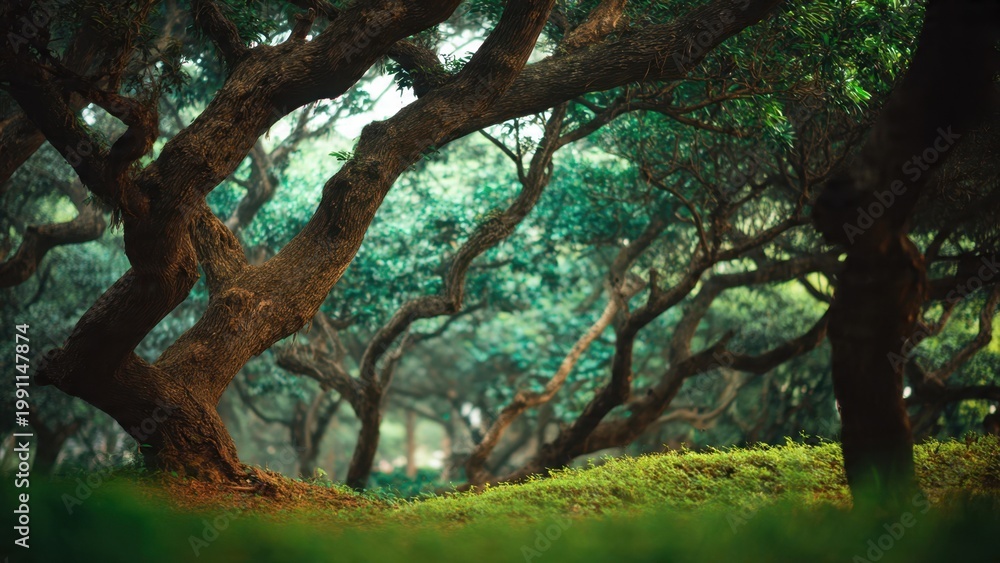Fototapeta premium Twisted Tree Canopy in Forest