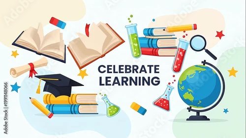 Celebrate learning with educational school icons
