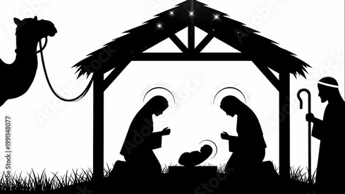 Christmas nativity scene vector illustration
