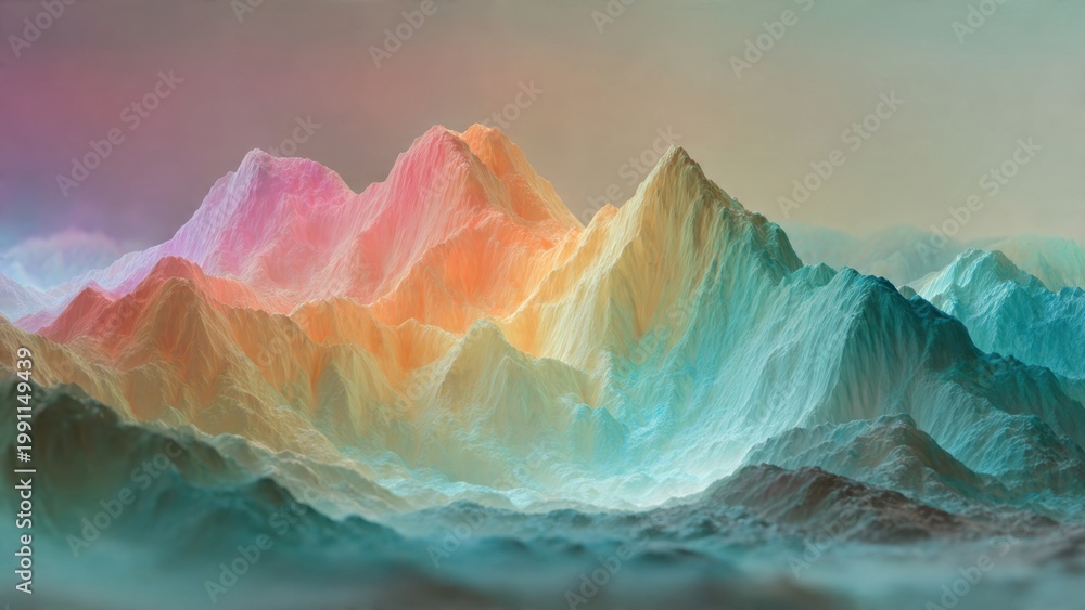 Naklejka premium Rainbow Colored Mountain Landscape